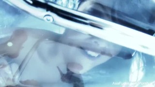 Asa Akira teases the camera and fingers herself